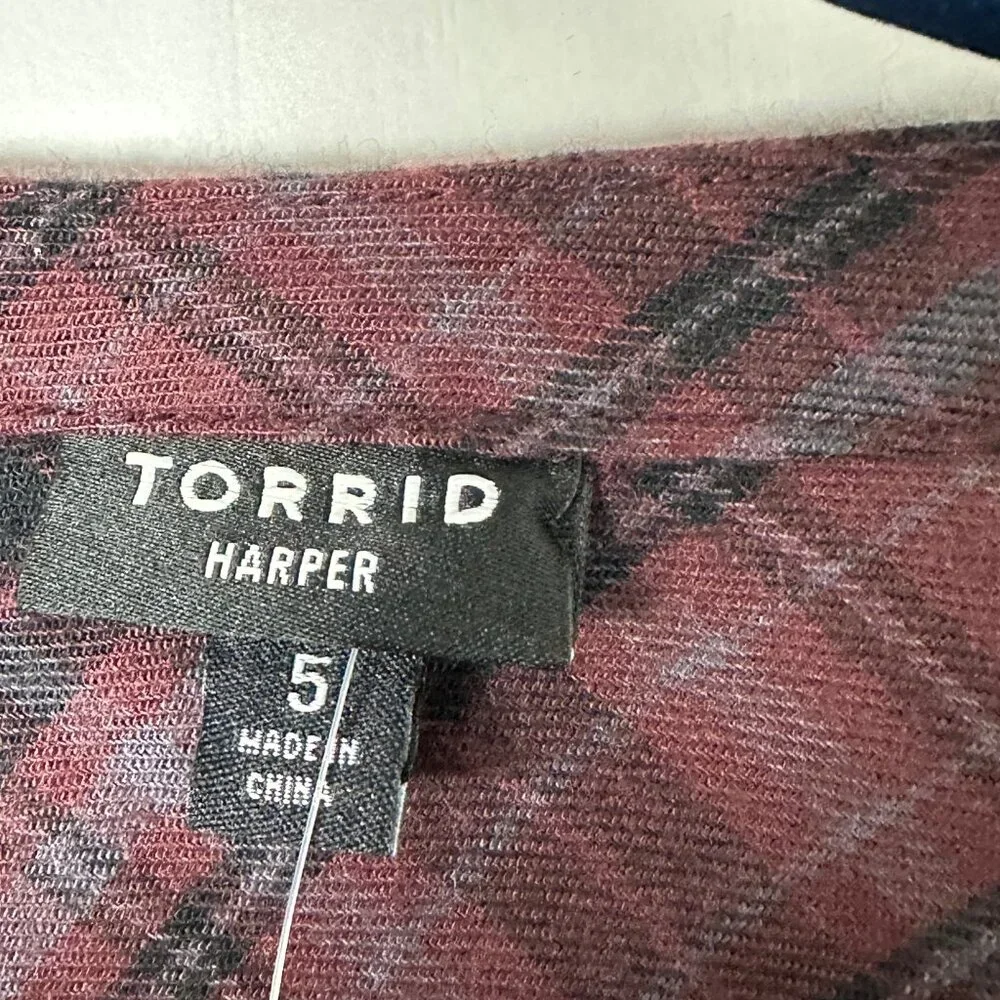 NWT Torrid Harper Brushed Tunic Pullover Brown Plaid Sz 5 (28) Long Sleeves - Picture 9 of 12